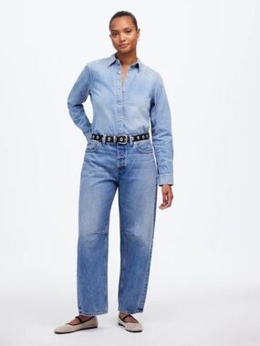 NWOT Madewell Women's The Petite Curvy Darted Barrel-Leg Jean Size 31P